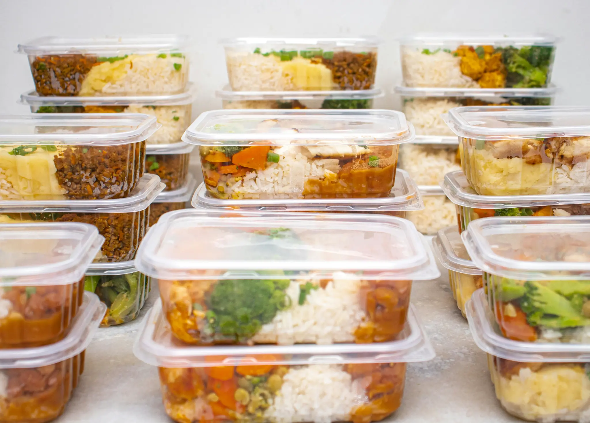 Meal prep containers with balanced nutrition